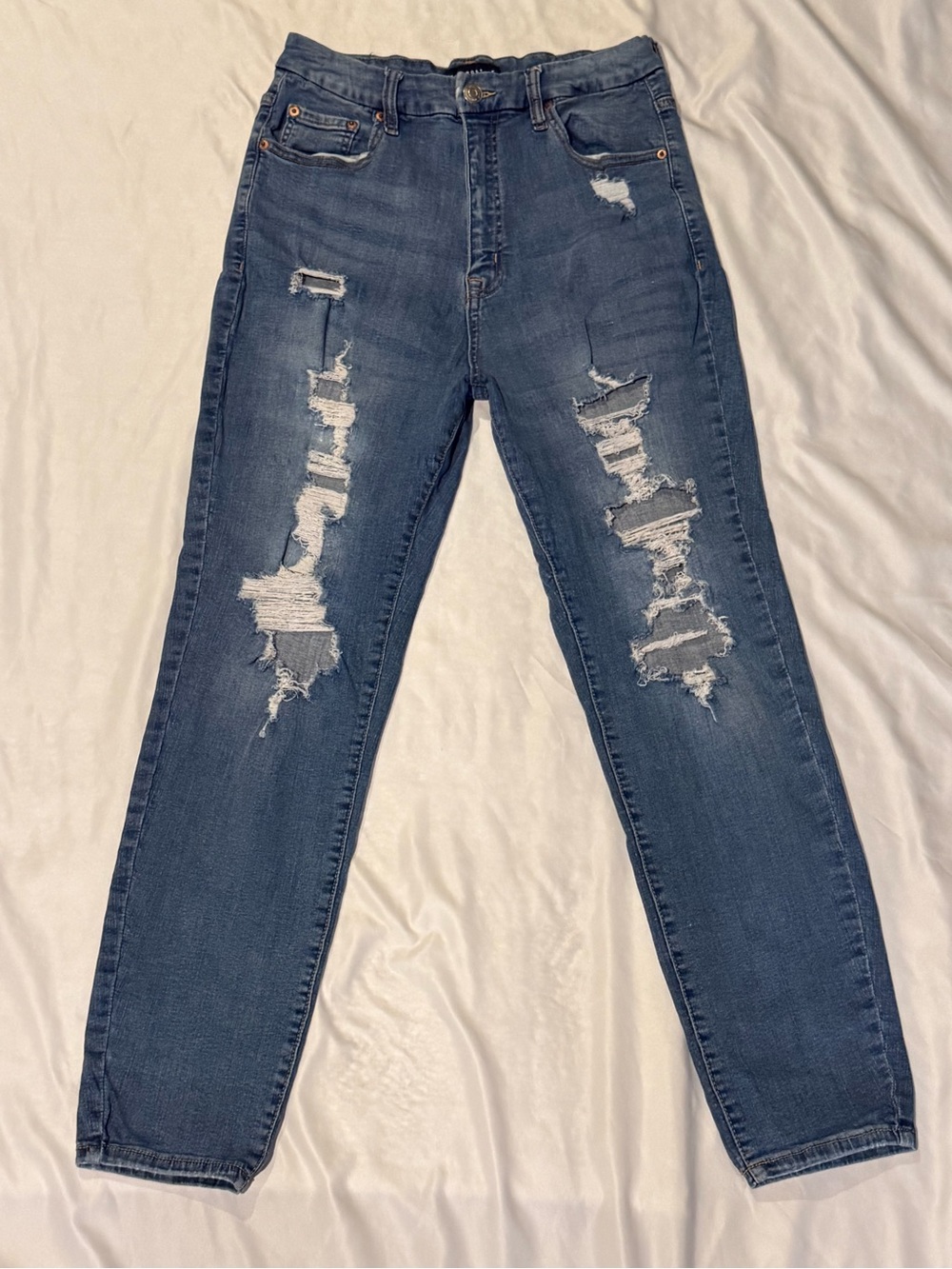 Aéropostale women’s blue super high-rise curvy distressed jeggings jeans